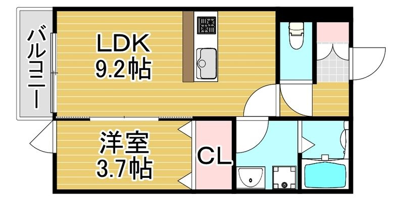 アシスト 久留米西町の間取り|使い勝手の良い間取りです♪