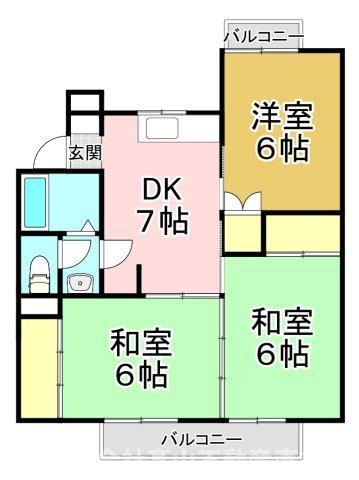 宮若市福丸のアパートの間取り
