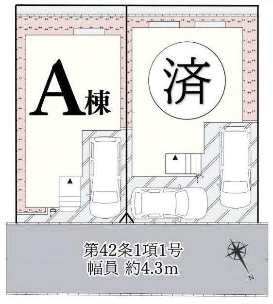 閑静な住宅街　3LDK 新築住宅の区画図|A棟