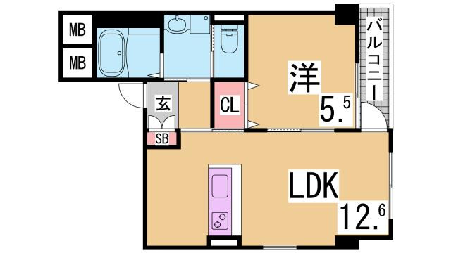 神戸市長田区神楽町５丁目の賃貸マンションの間取り