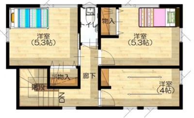  | 中区藤崎2期④号地 | 2階：洋室4帖・5.3帖×2部屋
