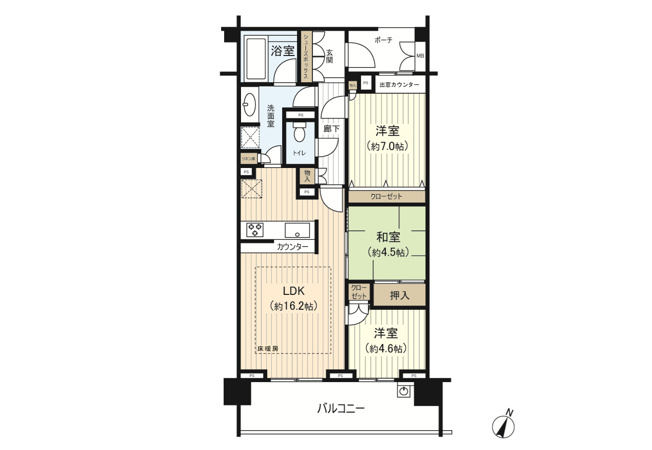 【間取り】 | グランドメゾン住吉本町ネクス | 南向きバルコニー３LDK♪