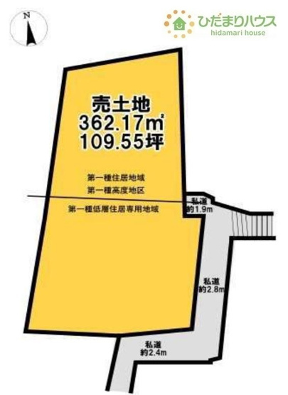 【土地図】 | 我孫子市栄　売地　109坪 | 敷地広々109坪！！広ーいお庭で家庭菜園なども実現できちゃいますね(*^^)v