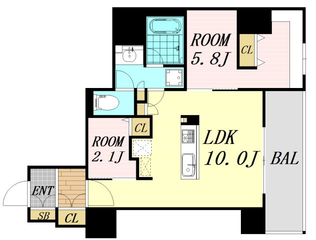 アーバネックス天満橋Front　仲介手数料無料の間取り