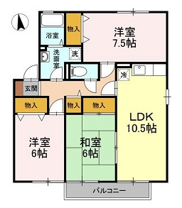 広島市安佐北区亀山１丁目のアパートの間取り