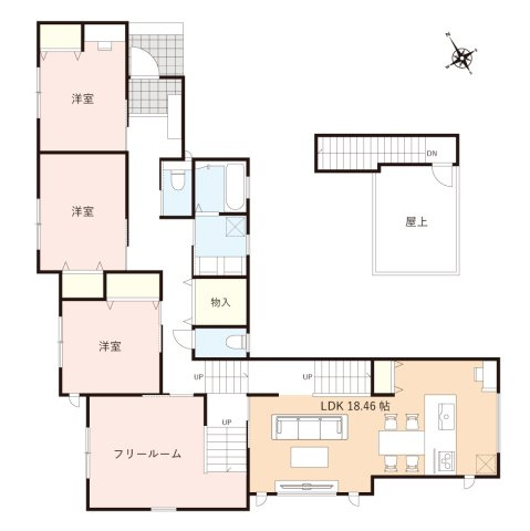 富士見市渡戸１丁目の売地の参考プラン|総額5580万円　土地価格2880万円、建物プラン例価格2700万円、建物面積118.09㎡
