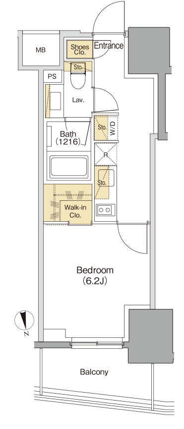 ザ・パークハビオ本郷菊坂の間取り|1K
