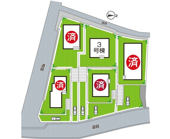 京都市北区西賀茂蟹ケ坂町　第1期　新築一戸建ての区画図|全５区画