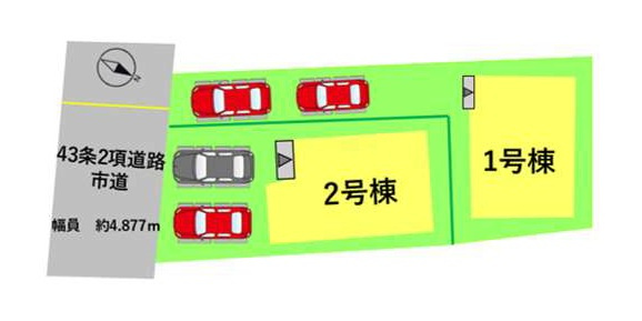 熊本市東区新外3丁目第1-2棟（1号棟）　の区画図|配置図（1号棟）