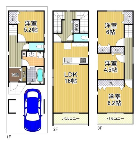 大阪市大正区鶴町　新築一戸建の間取り|1号地