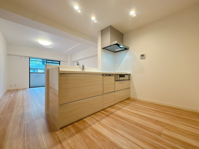 【居間・リビング】 | ライオンズマンション薬院第2 | 機能性とデザイン性を両立させた、リノベーション物件ならではの素敵なキッチン。立ってみるとそれがよく分かります♪