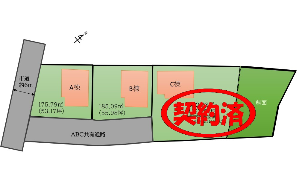 仲介手数料不要！　東根市中央東二丁目2-10（A棟）の区画図|残り２区画です