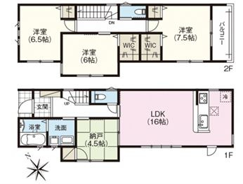廿日市市平良二丁目　№35456の間取り|３ＬＤＫ＋納戸