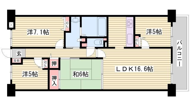 ロワイヤル東今宿の間取り