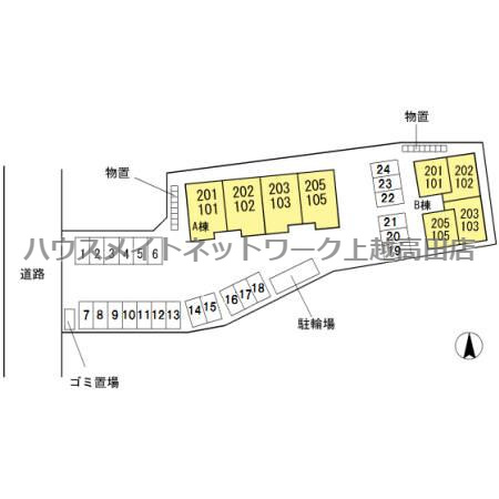 プラムコート木田 Ｂの区画図|配置図