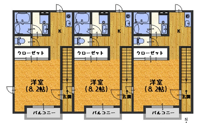 【間取り】 | プラターネ | 1K。洋室8.2帖です。