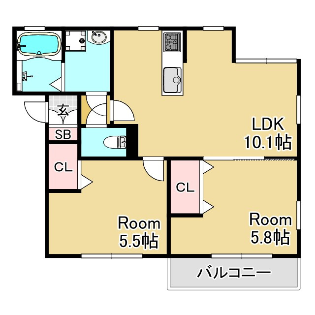 神戸市長田区平和台町１丁目のアパートの間取り