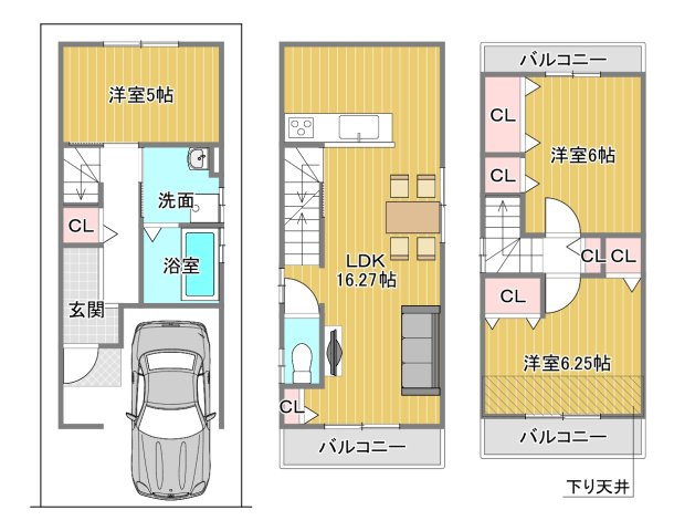 【土地図＋建物プラン例】 | 右京区西京極西向河原町 | 土地888万円　建物1700万円/延床面積80.60㎡　
建築確認申請費用50万円(税込)別途要　外構費50万円(税込)別途要
