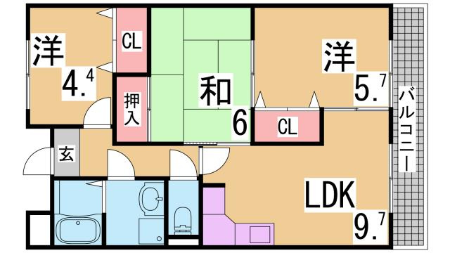 神戸市須磨区若草町１丁目の賃貸マンションの間取り