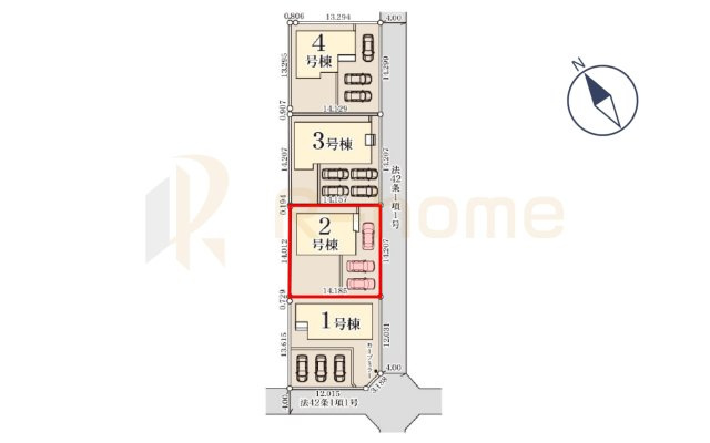 笠間市旭町第12　新築戸建て　2号棟の区画図|大きなお買い物だからこそ、メリット・デメリットを伝えさせて頂きます。
R-homeにお任せください♪