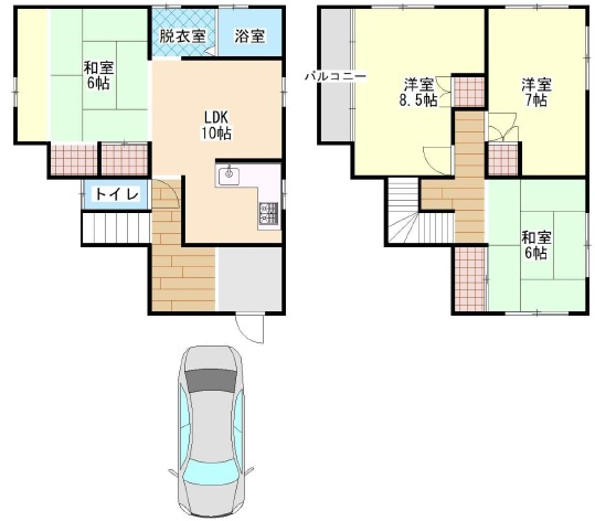 羽曳野市西浦建物付き売土地の区画図|４LDKです！