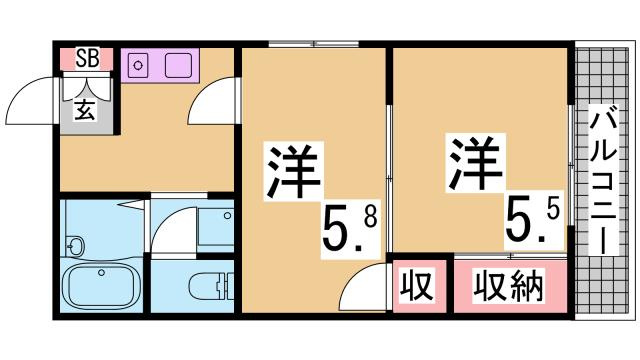 神戸市兵庫区神田町のアパートの間取り