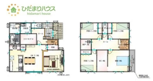 【間取り】 | 土浦市おおつ野８丁目　中古戸建 | 水廻りをまとめて、家事動線にも配慮！