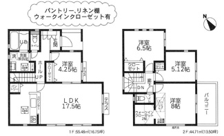 【間取り】 | 中央区上溝4丁目  7号棟 5期 | 都市ガス　網戸標準仕様　シャッター7箇所付　Ｗロックカードキー（FamiLock 電池式）　食洗機・浄水器　浴室乾燥機+窓・浴室TV　屋根洋瓦葺き　全居室収納　LDK17.5帖+洋室4.2帖