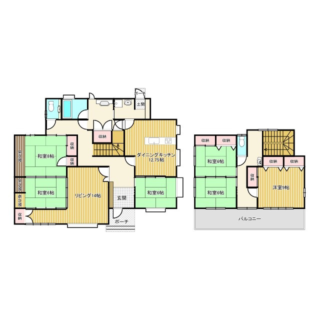 文京町三丁目中古住宅の間取り|■大型6LDK！二世帯住宅としても十分な部屋数です。