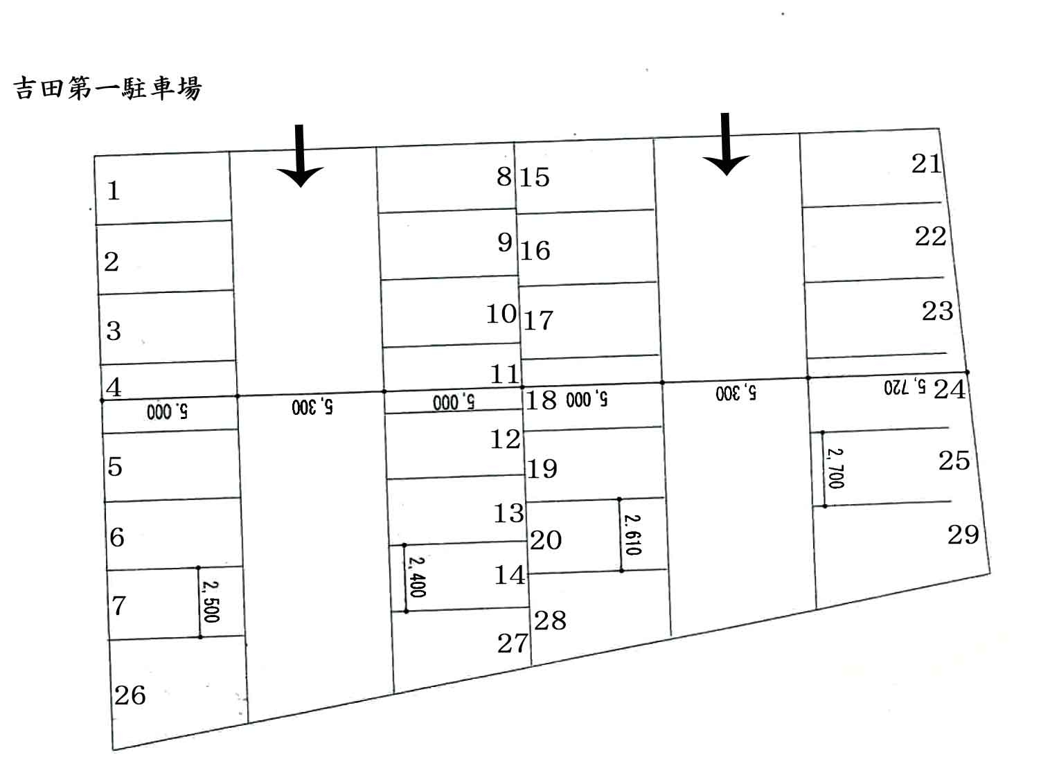 山口市吉田の駐車場の区画図