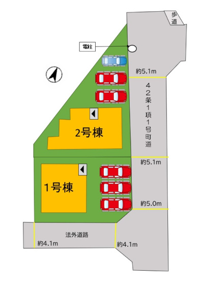 【区画図】 | 糟屋郡志免町片峰中央4丁目1期　1号棟（全2棟）【仲介手数料無料・0円】 | 区画図です。1号棟