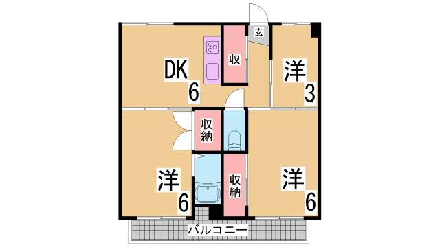 神戸市北区鈴蘭台東町６丁目の賃貸マンションの間取り