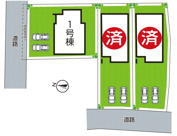 22(土)23(日)24(祝)現地説明会開催　大和郡山市今国府町　の区画図|全３区画