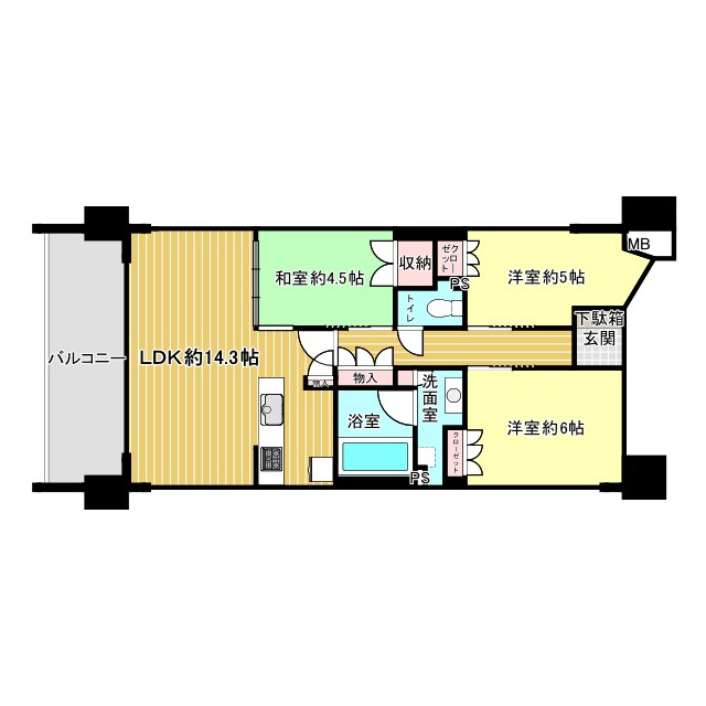 四条烏丸クロスマークの間取り