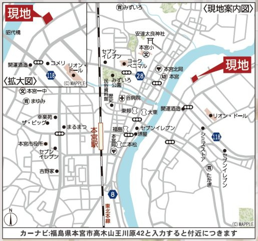新築戸建　本宮市高木第6　Cradle Gardenの地図