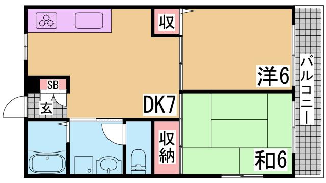 神戸市長田区上池田３丁目のアパートの間取り