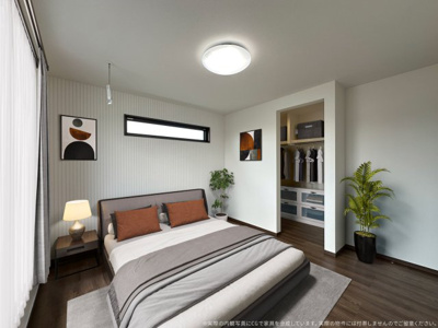 【寝室】 | 【主寝室　CG家具設置イメージ】
※画像に含まれる家具家電はCGで作成したイメージです。実際の物件には付帯しません。