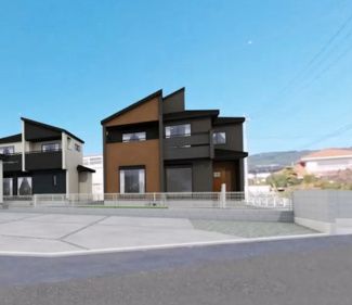 【外観パース】 | 甲斐市中下条 新築戸建 全3棟の1号棟 敷地面積：208.86ｍ2（63.18坪）
