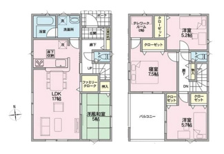 【間取り】 | 南アルプス市藤田 新築戸建全2棟 1号棟 敷地69坪 |  建物面積98.81ｍ2 4LDK　テレワークルームあり