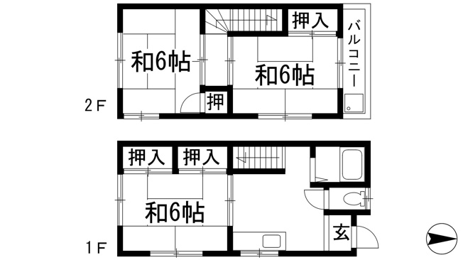 【間取り】 | 美園町テラスハウス（2戸1）