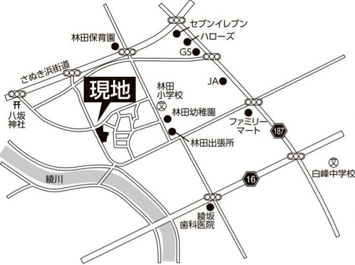 林田町分譲地の地図