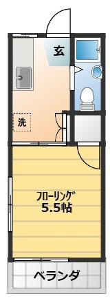 メゾンあかしあの間取り|2階角部屋でアパート内で一番日当たりの良いお部屋です