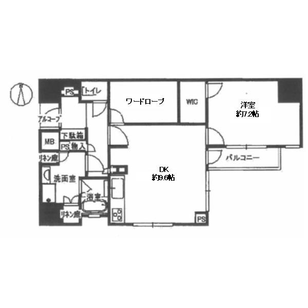 イーグルコート烏丸御池の間取り|1DK、壁芯50.21㎡の間取り。