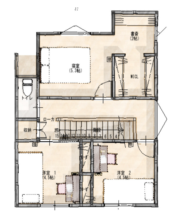 南国市篠原　2号地　新築戸建の間取り|2F　43.06㎡　（約13.03坪）