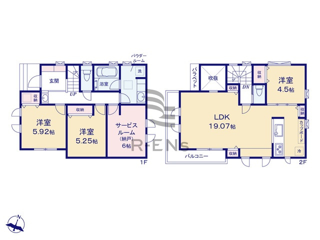 【間取り】 | 西東京市南町５丁目　新築戸建て　A号棟 | 3SLDK・土地面積99.68ｍ2・建物面積96.24ｍ2