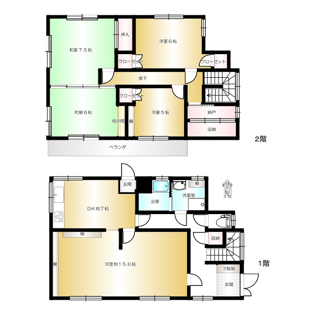 新宿区山吹町の一戸建ての間取り