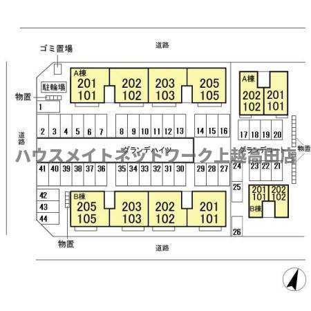 グラン・デ・ハイツ Ａの区画図|配置図
