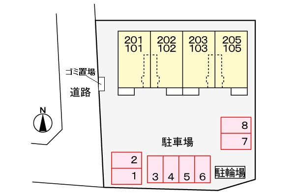 プレステージ若草の区画図
