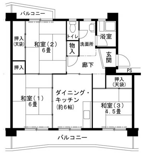 ビレッジハウス志染5号棟の間取り