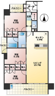 【間取り】 | モアグレース岐阜加納10階角部屋！JR岐阜駅9分！築5年！日当り・眺望良好♪24時間ゴミ出しOK！ | モアグレース岐阜加納10階部分角部屋！JR岐阜駅まで徒歩9分！築5年！日当り・眺望良好♪24時間ゴミ出しOK！